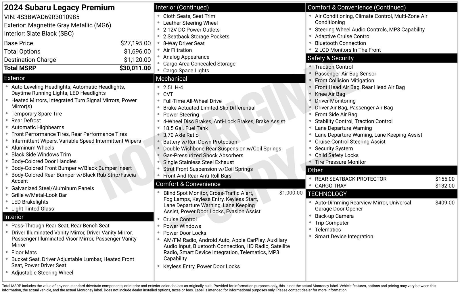 Used 2024 Subaru Legacy Premium image 7