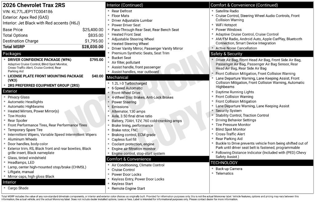 Used 2026 Chevrolet Trax RS w/ Driver Confidence Package FWD image 12