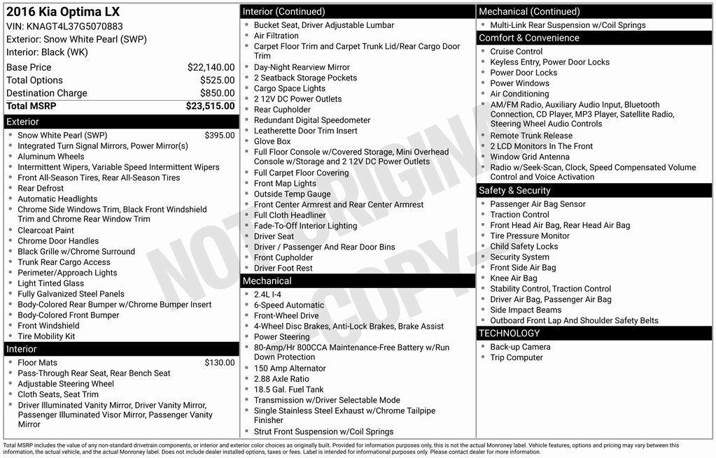 Used 2016 Kia Optima LX