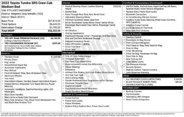 Used 2022 Toyota Tundra SR5 w/ TRD Off-Road Premium Package AWD/4WD image 6