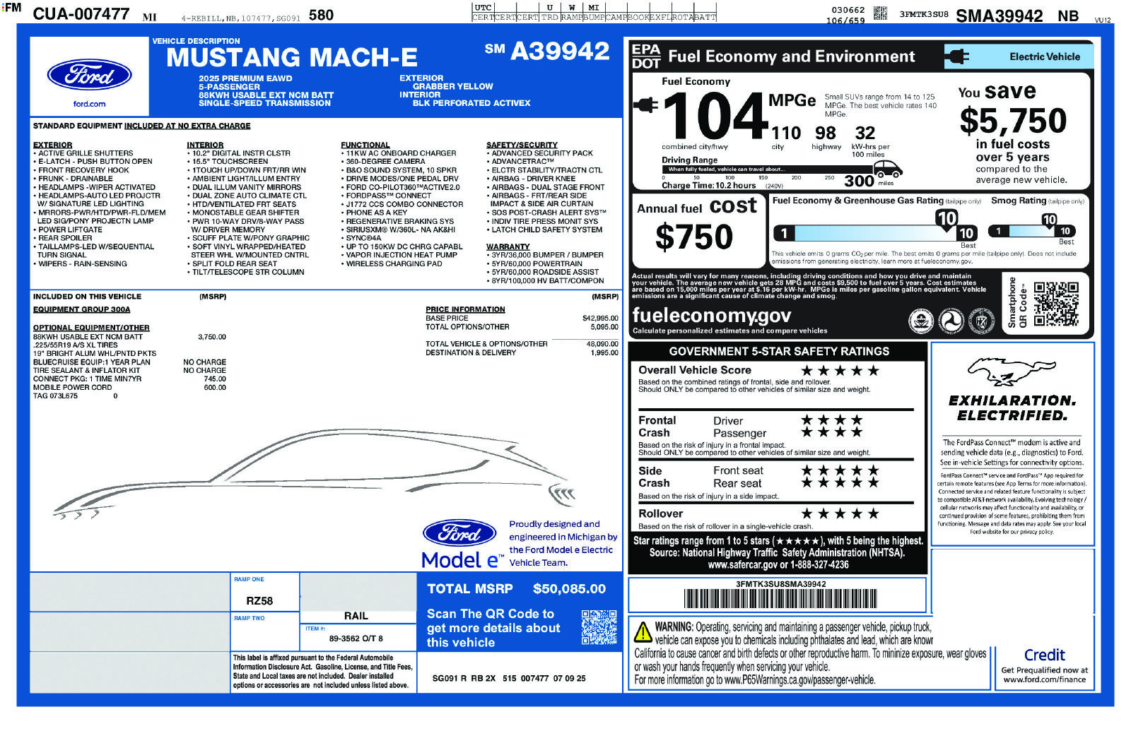 Certified 2025 Ford Mustang Mach-E Premium AWD/4WD image 2