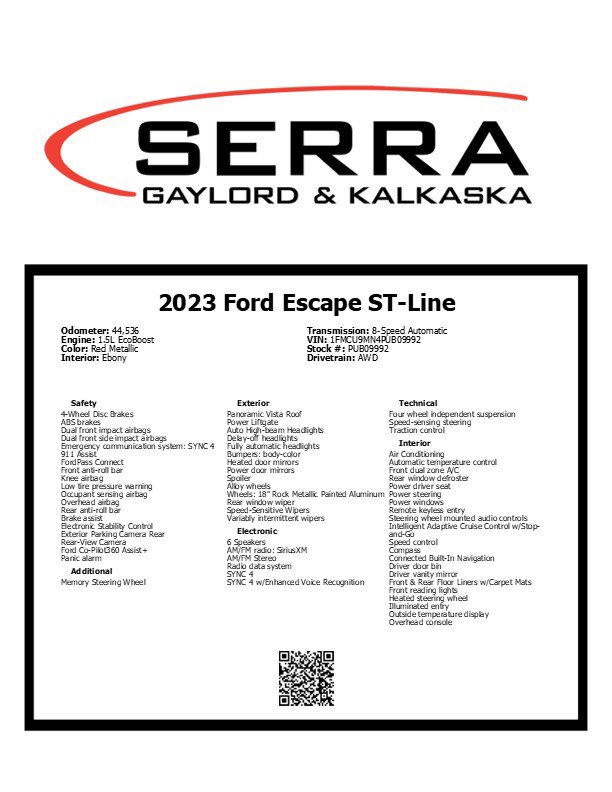 Certified 2023 Ford Escape ST-Line w/ Tech Pack #1 AWD/4WD image 15