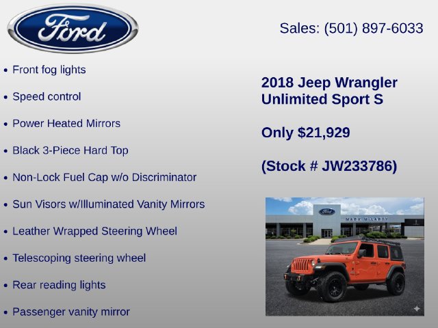 Used 2018 Jeep Wrangler Unlimited Sport S AWD/4WD image 29