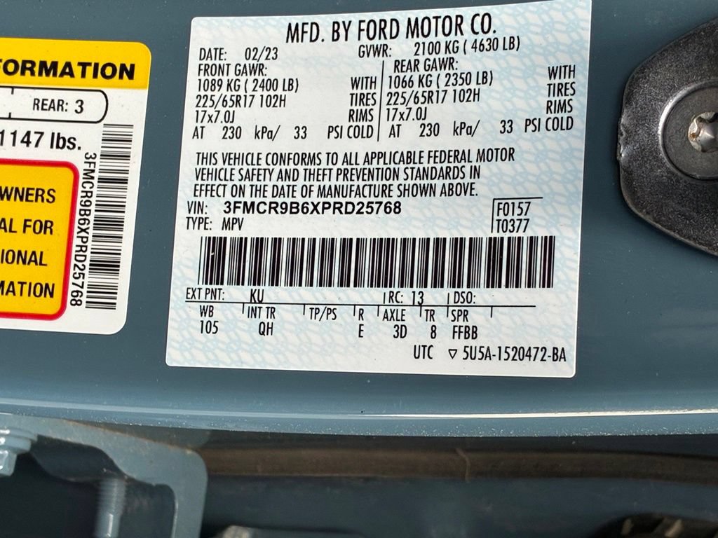 Certified 2023 Ford Bronco Sport Big Bend AWD/4WD image 55