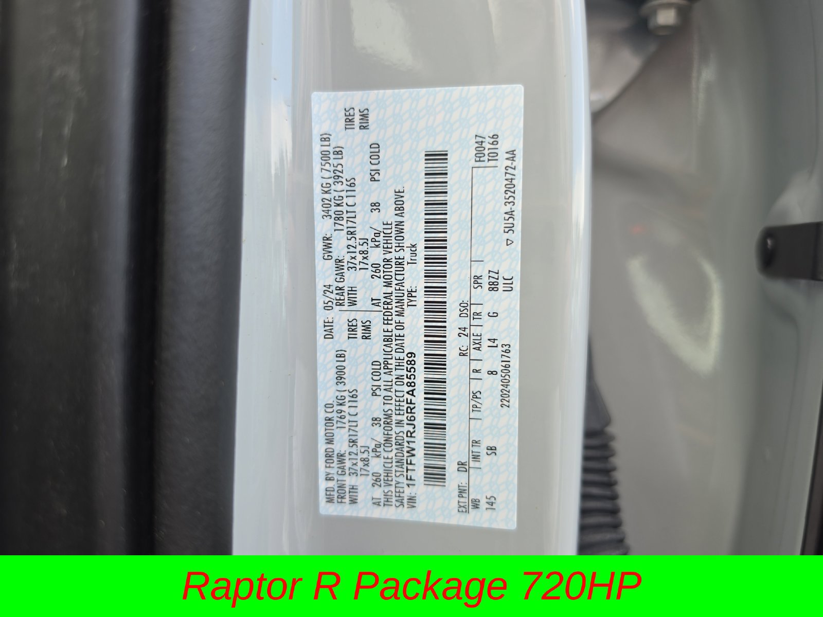 Certified 2024 Ford F150 Raptor w/ Equipment Group 803A Raptor R AWD/4WD image 34