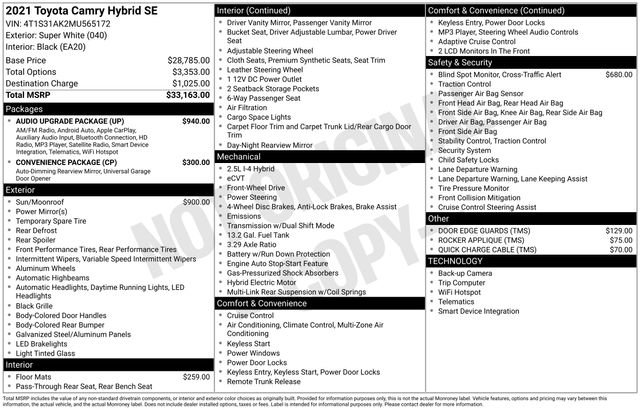 Used 2021 Toyota Camry SE w/ Audio Upgrade Package image 47