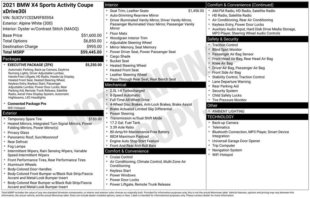 Used 2021 BMW X4 xDrive30i w/ Executive Package image 36