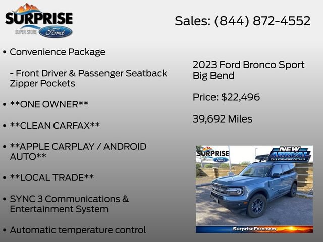 Certified 2023 Ford Bronco Sport Big Bend w/ Convenience Package AWD/4WD image 13
