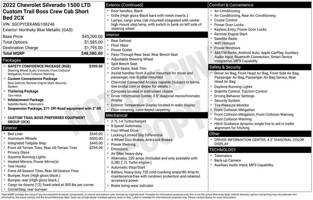 Used 2022 Chevrolet Silverado 1500 Custom Trail Boss w/ Safety Confidence Package image 9