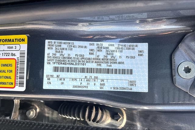 Certified 2022 Ford Ranger XLT w/ Equipment Group 302A High RWD image 34
