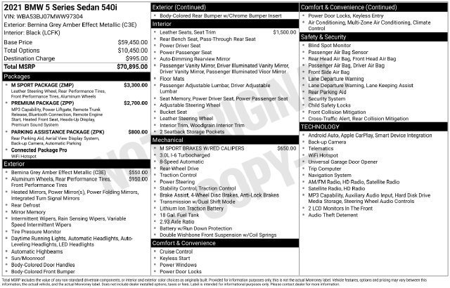 Used 2021 BMW 540i w/ M Sport Package RWD image 28
