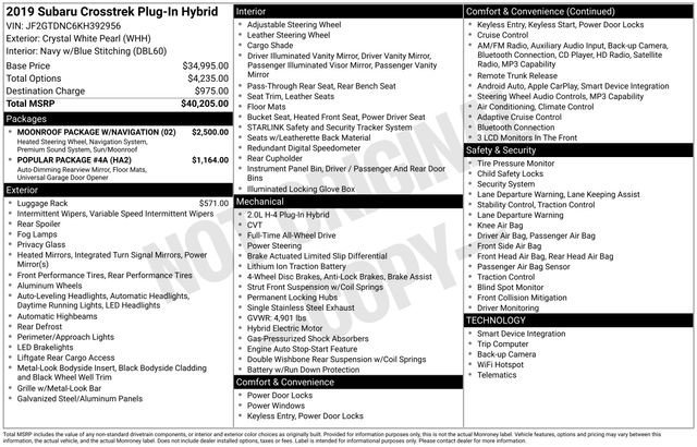 Used 2019 Subaru Crosstrek Hybrid w/ Moonroof Package w/Navigation image 38