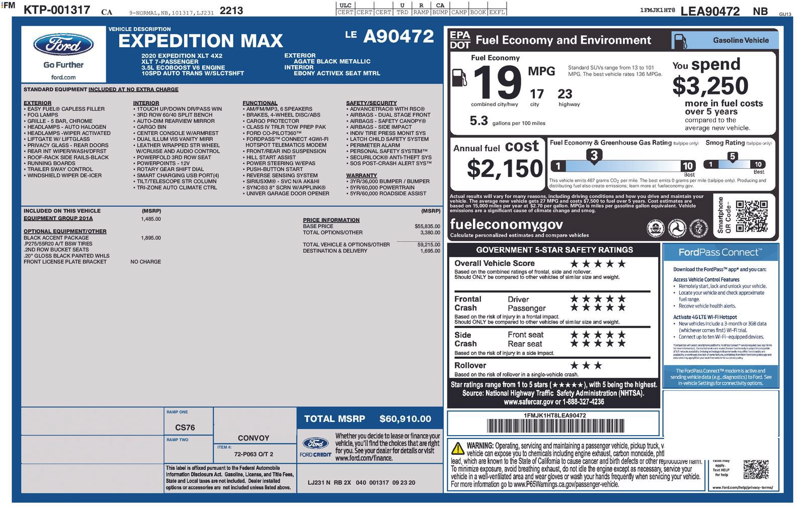 Certified 2020 Ford Expedition Max XLT w/ Black Accent Package RWD image 34