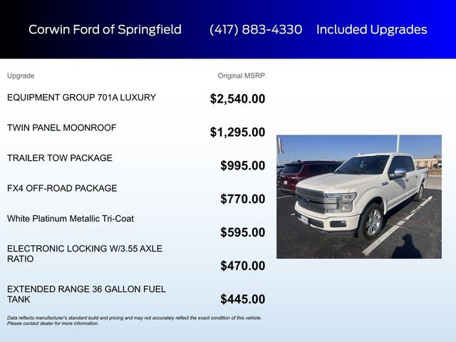 Certified 2018 Ford F150 Platinum w/ Equipment Group 701A Luxury image 5