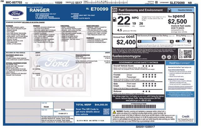 Certified 2025 Ford Ranger XLT w/ Equipment Group 301A High image 36