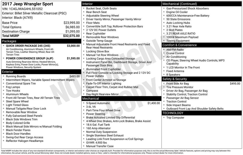 Used 2017 Jeep Wrangler Sport w/ Quick Order Package 24S image 33