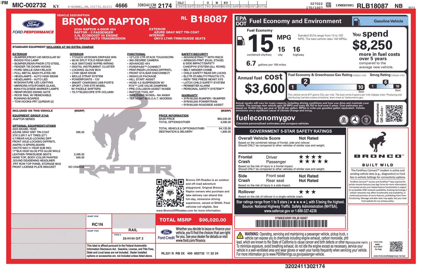 Certified 2024 Ford Bronco Raptor AWD/4WD image 17