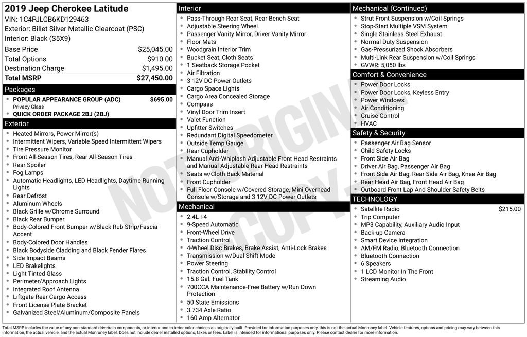 Used 2019 Jeep Cherokee Latitude w/ Popular Appearance Group FWD image 7