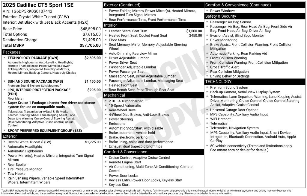 Used 2025 Cadillac CT5 Sport w/ Technology Package RWD image 8