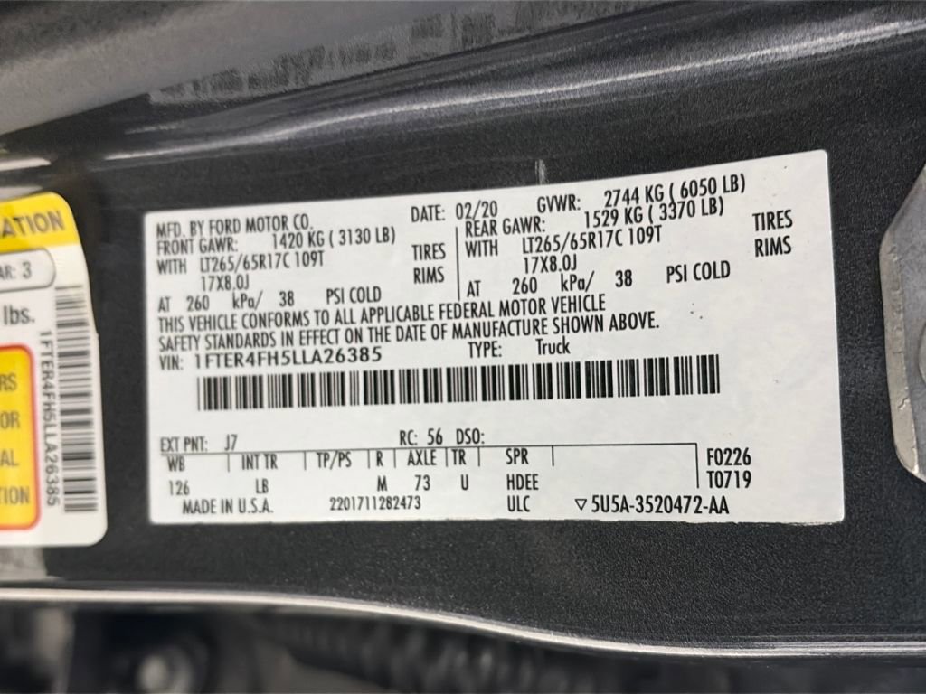 Certified 2020 Ford Ranger XLT w/ Equipment Group 302A Luxury image 9