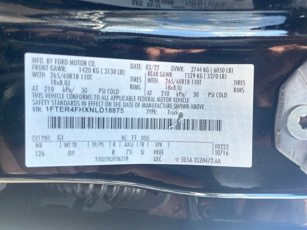 Certified 2022 Ford Ranger Lariat w/ Equipment Group 501A High AWD/4WD image 19
