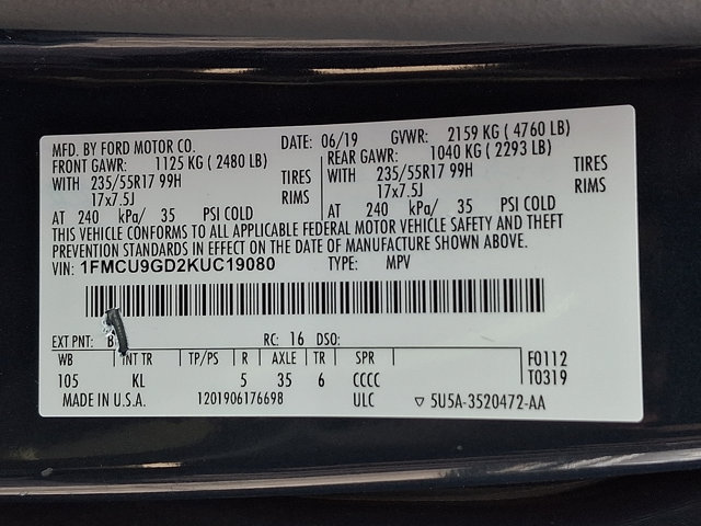 Certified 2019 Ford Escape SE AWD/4WD image 26