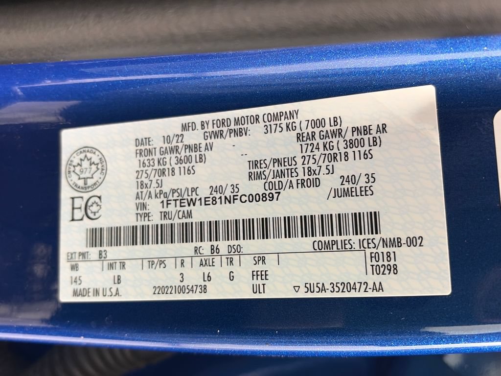 Certified 2022 Ford F150 Tremor w/ Equipment Group 401A Mid AWD/4WD image 9