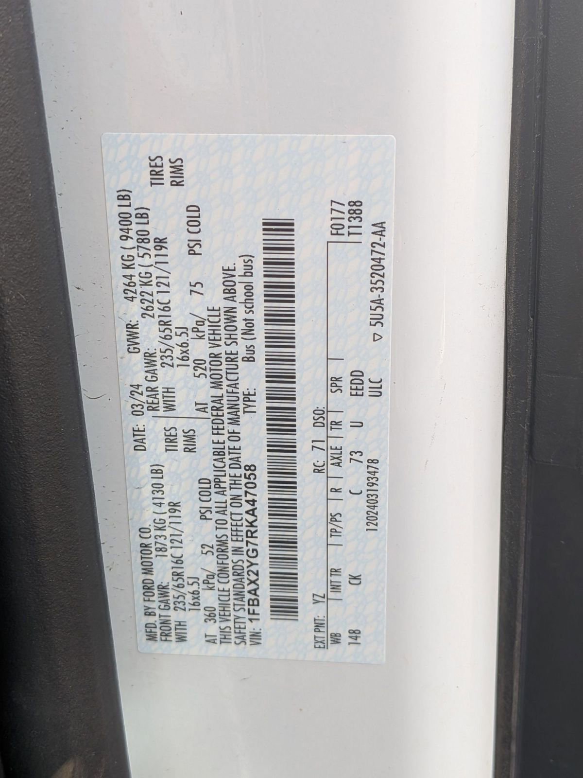 Certified 2024 Ford Transit 350 XLT RWD image 22