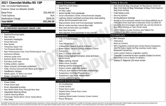 Used 2021 Chevrolet Malibu RS FWD image 30