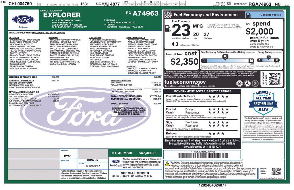 Certified 2024 Ford Explorer XLT w/ Equipment Group 202A AWD/4WD image 26