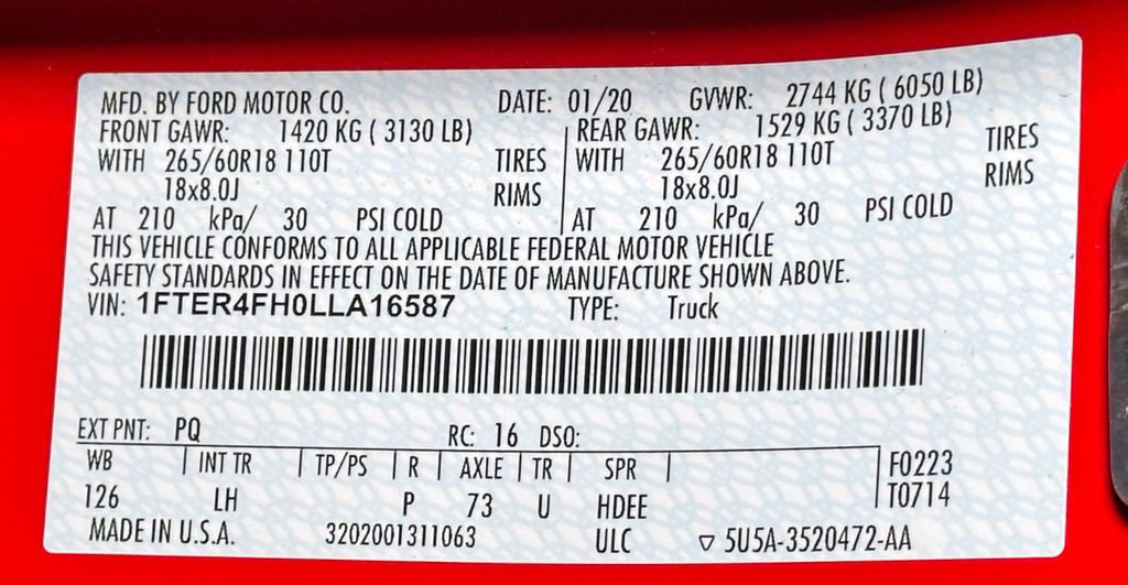Certified 2020 Ford Ranger XLT w/ Equipment Group 301A Mid AWD/4WD image 54