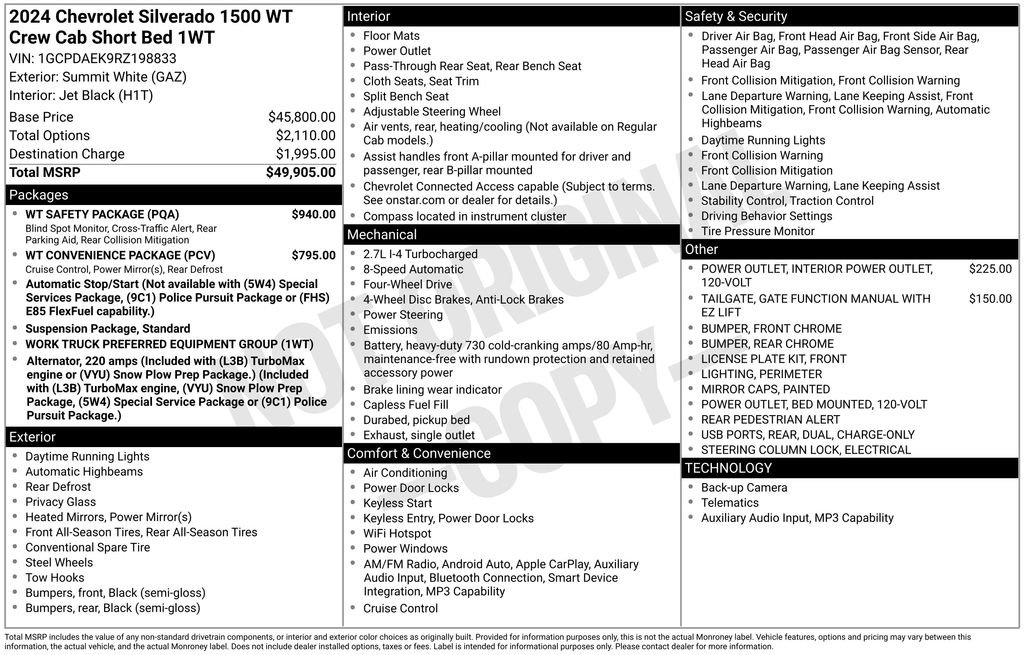 Used 2024 Chevrolet Silverado 1500 W/T w/ WT Safety Package AWD/4WD image 5