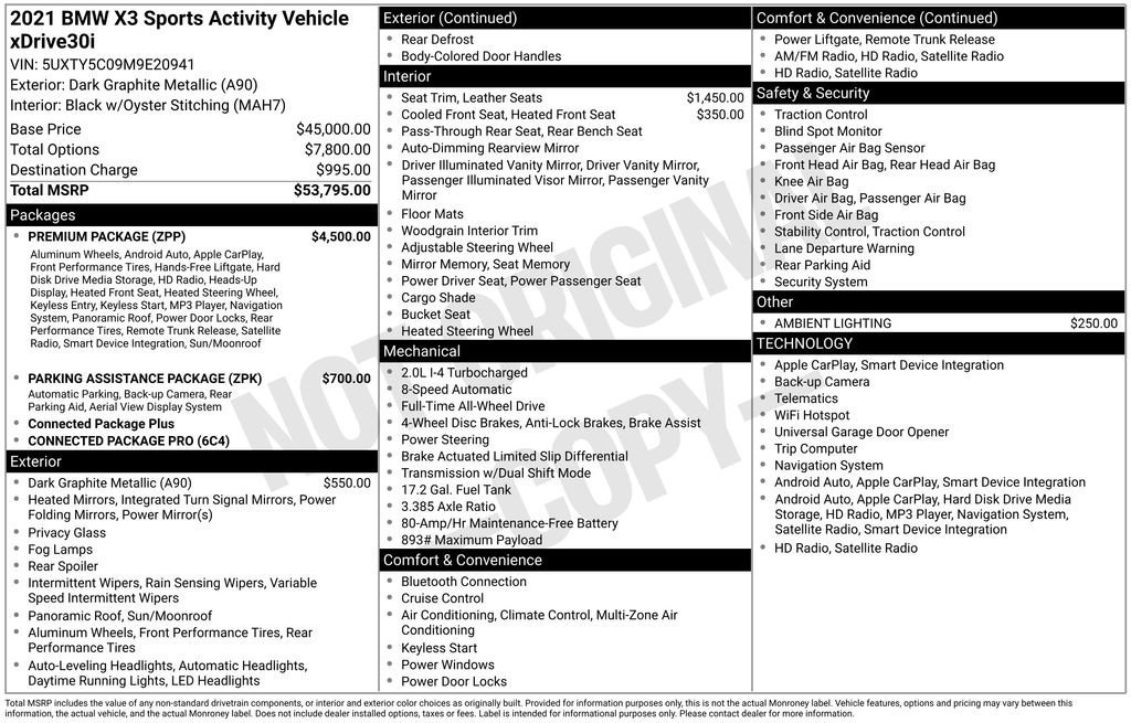 Used 2021 BMW X3 xDrive30i w/ Premium Package image 35