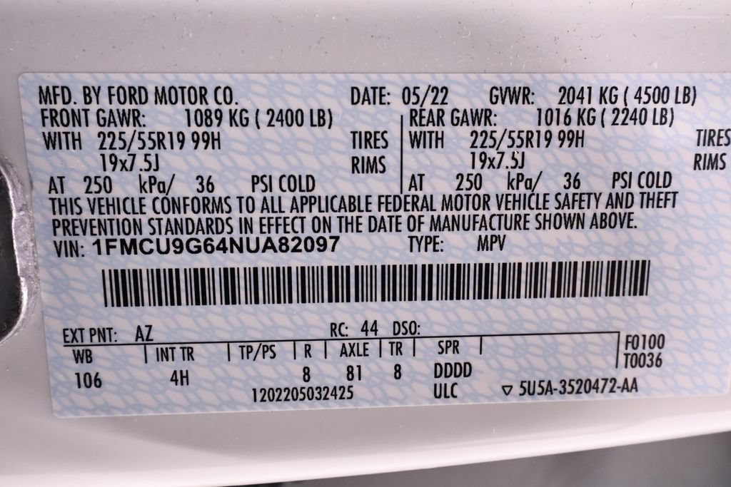 Certified 2022 Ford Escape SE w/ SE Sport Appearance Package AWD/4WD image 44