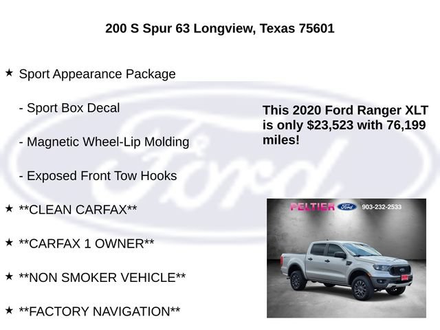 Certified 2020 Ford Ranger XLT w/ Equipment Group 301A Mid RWD image 10