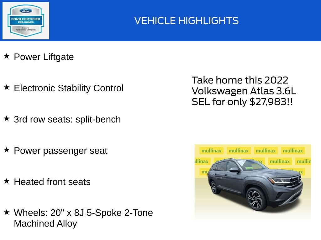Used 2022 Volkswagen Atlas SEL AWD/4WD image 18