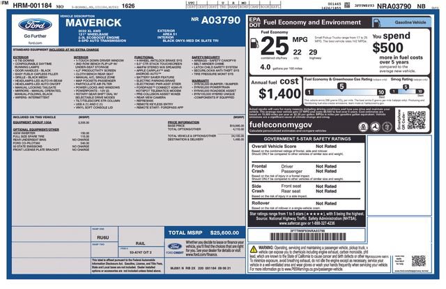 Certified 2022 Ford Maverick XL w/ Equipment Group 100A Standard AWD/4WD image 38