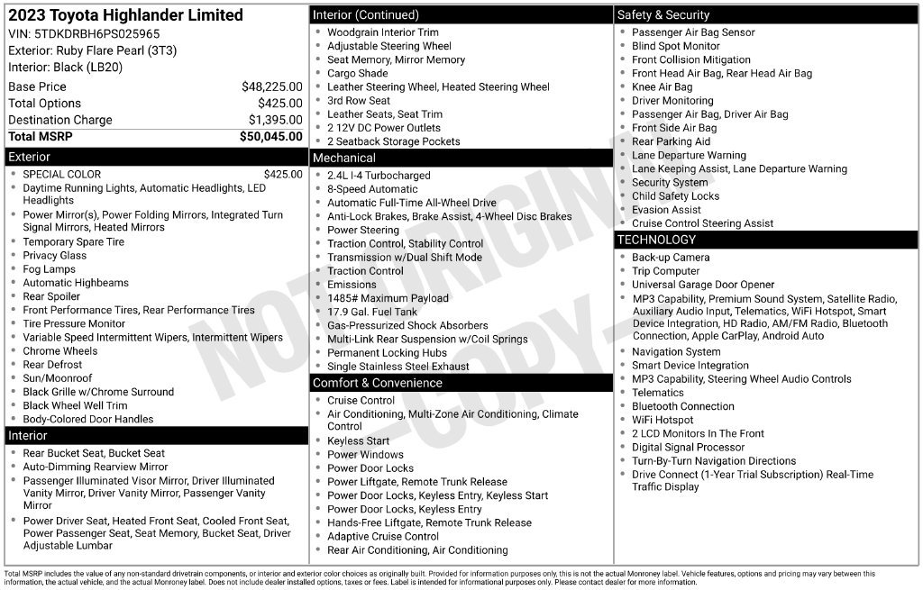 Used 2023 Toyota Highlander Limited AWD/4WD image 5