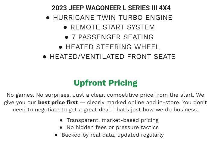 Used 2023 Jeep Wagoneer L Series III w/ Premium Group I AWD/4WD image 2