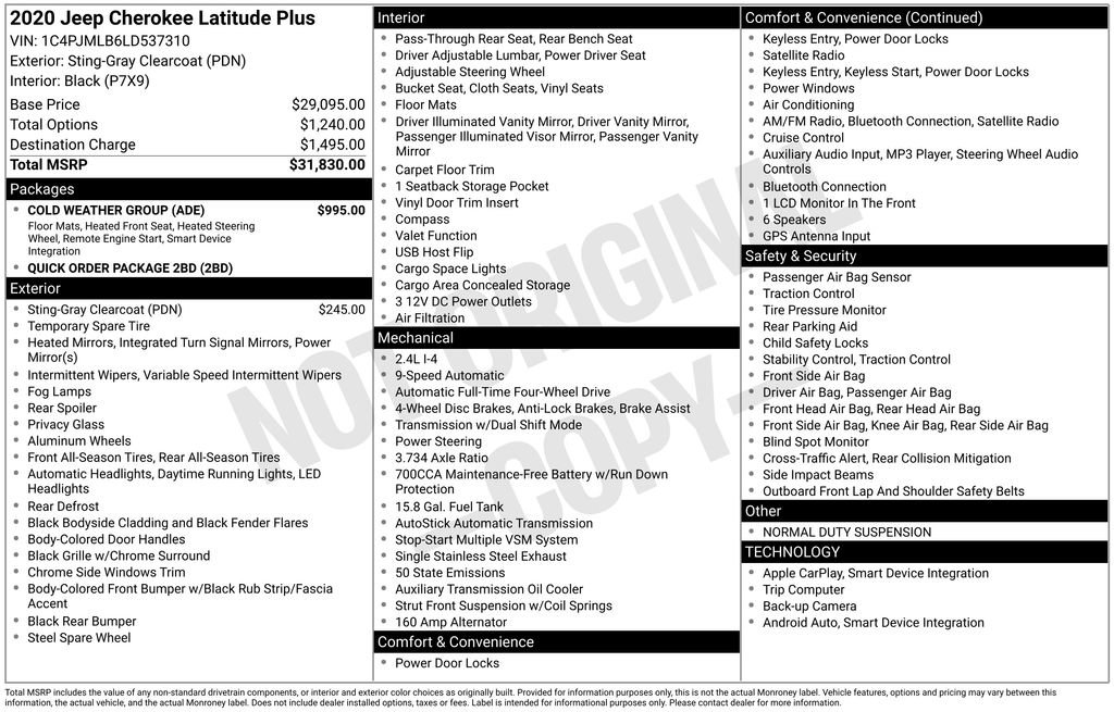 Used 2020 Jeep Cherokee Latitude Plus w/ Cold Weather Group