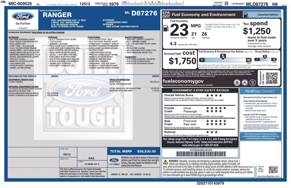 Certified 2021 Ford Ranger Lariat RWD image 5