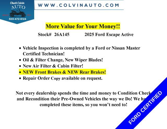 Certified 2025 Ford Escape Active AWD/4WD image 2
