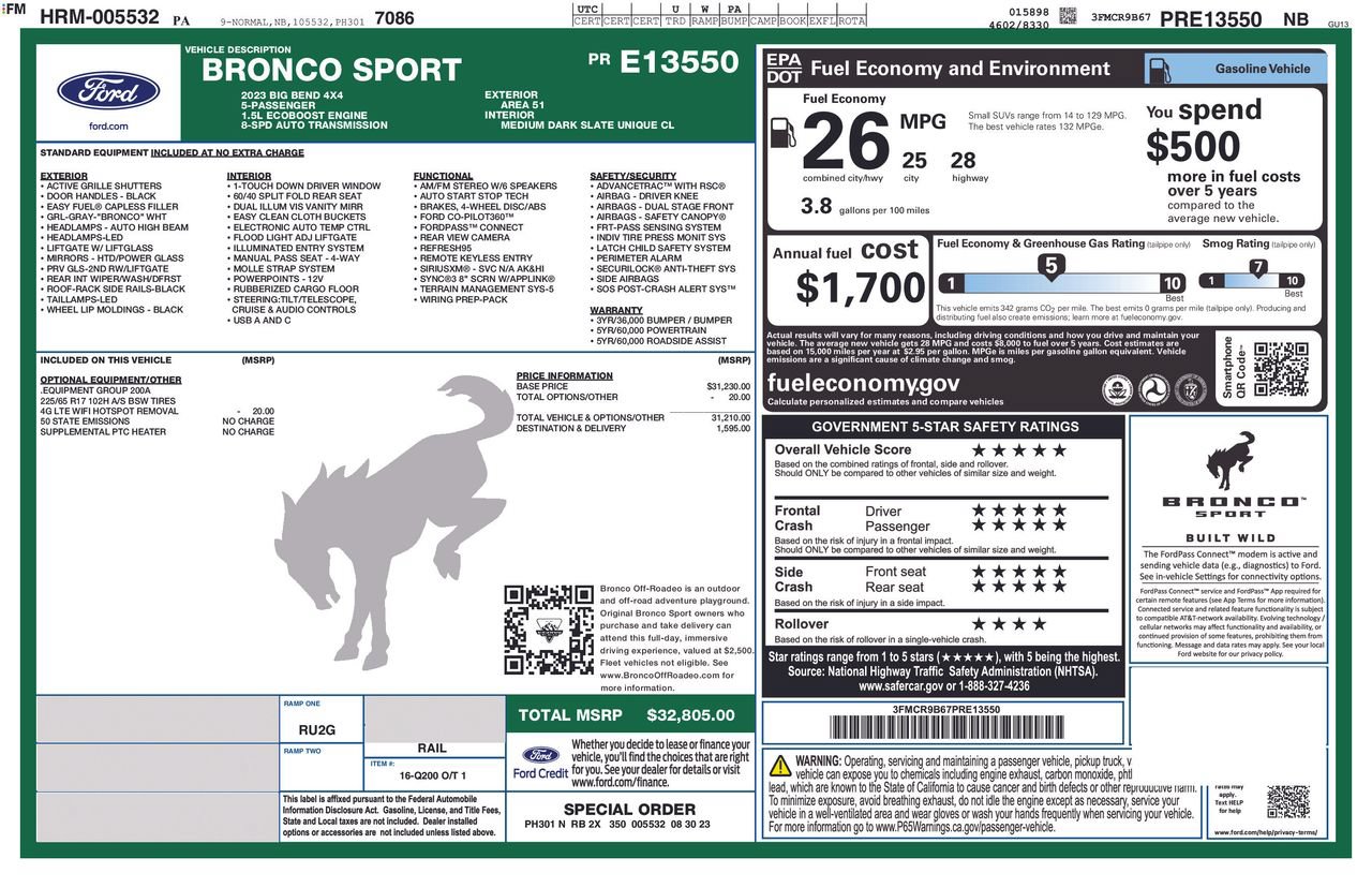 Certified 2023 Ford Bronco Sport Big Bend AWD/4WD image 34