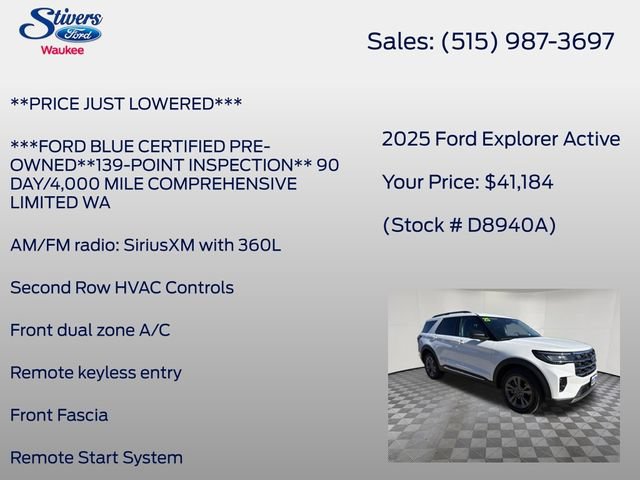 Certified 2025 Ford Explorer Active w/ Active Comfort Package AWD/4WD image 16