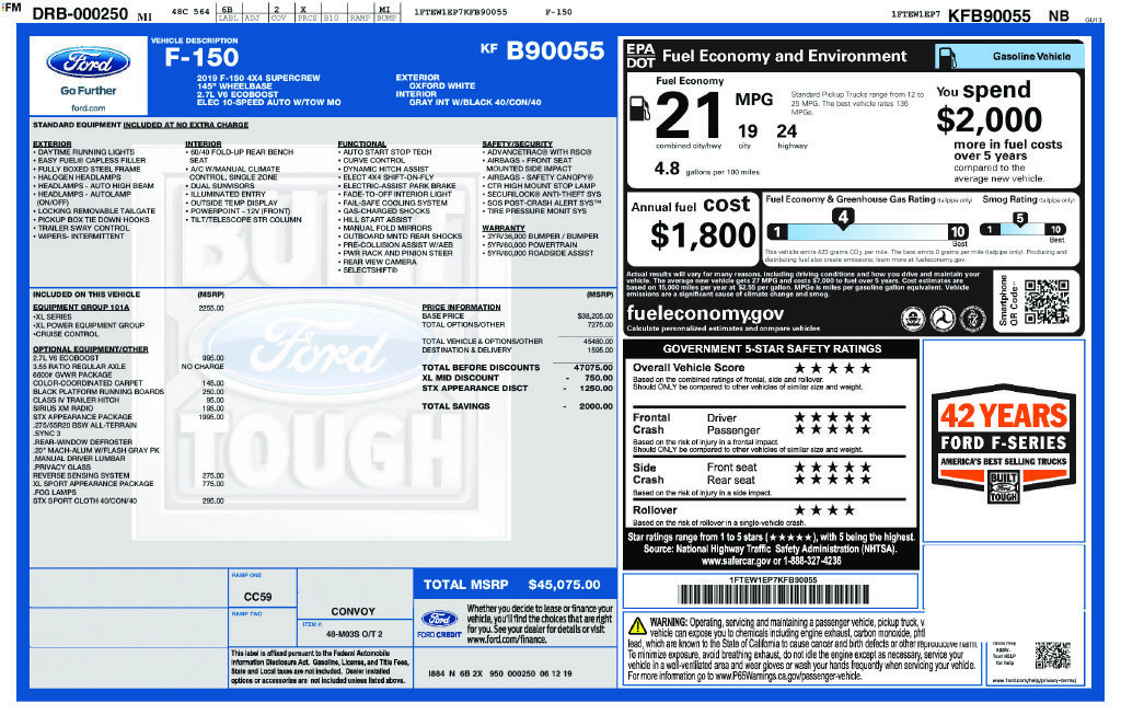 Certified 2019 Ford F150 XL w/ Equipment Group 101A Mid AWD/4WD image 8