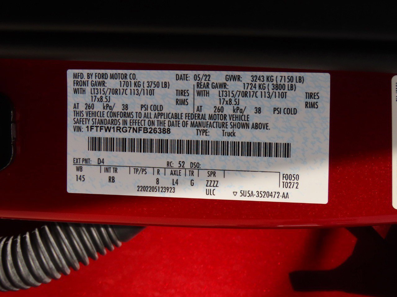 Certified 2022 Ford F150 Raptor w/ Equipment Group 801A High image 33