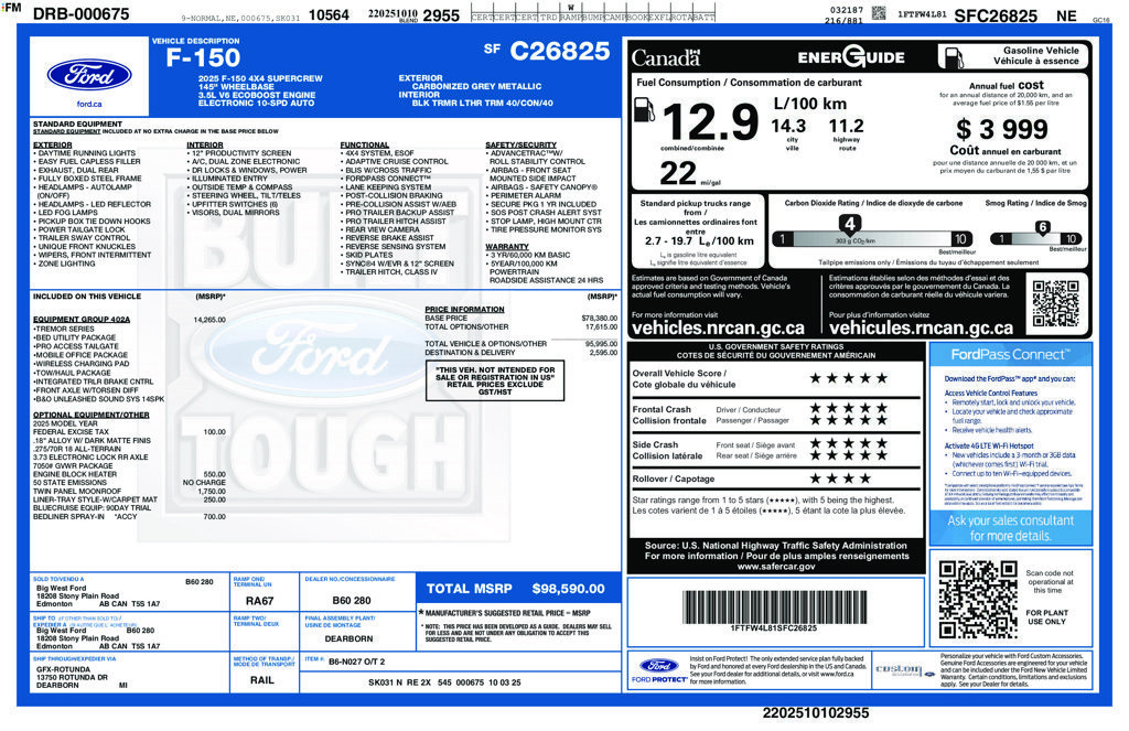 Certified 2025 Ford F150 Tremor w/ Equipment Group 402A High AWD/4WD image 26