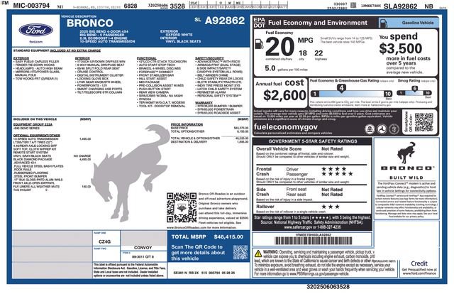 Certified 2025 Ford Bronco Big Bend w/ Black Diamond Package AWD/4WD image 3