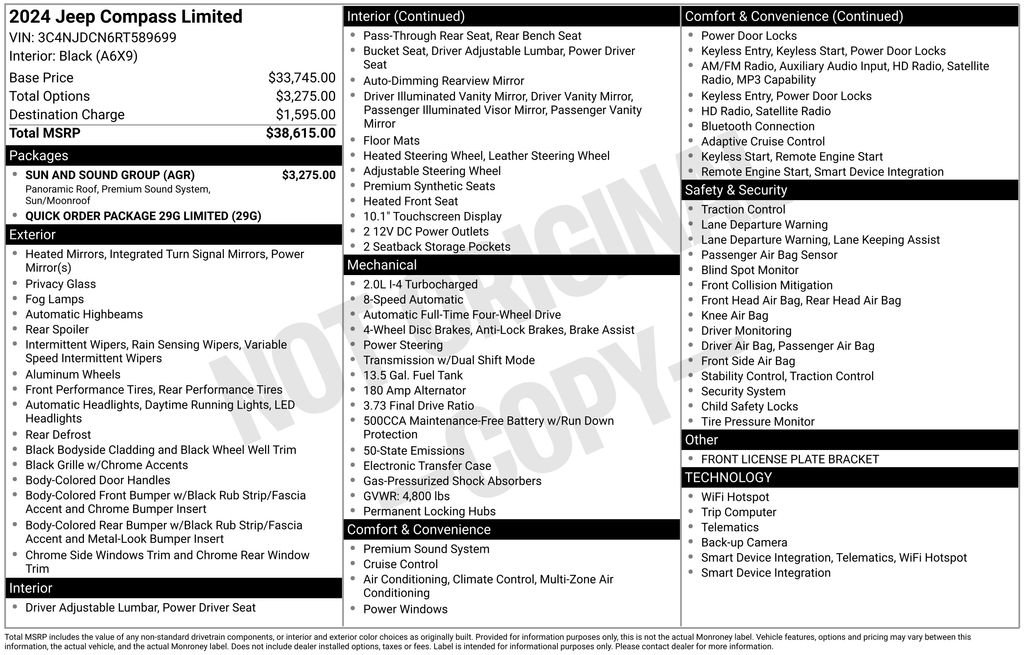 Used 2024 Jeep Compass Limited w/ Sun and Sound Group AWD/4WD image 37