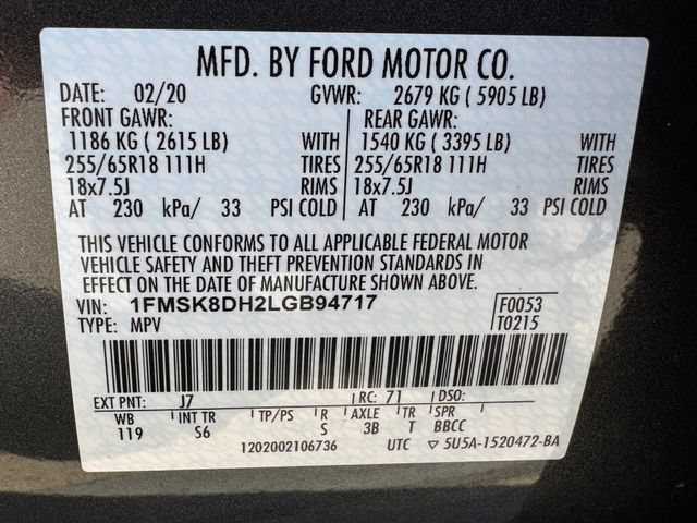 Certified 2020 Ford Explorer XLT w/ Equipment Group 202A AWD/4WD image 30